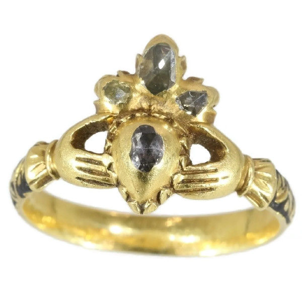 Extraordinary Claddagh or Fede engagement ring from the 17th Century
